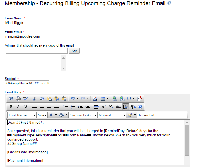 Recurring Billing Email Management Support Center