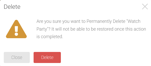 The pop-up window that appears asking for confirmation of the deletion action
