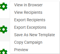 Gear options for a General email campaign.