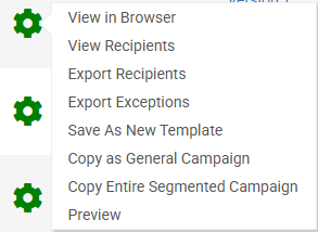 Gear options for a Segmented email campaign.