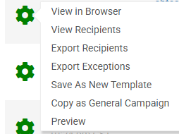 Gear options for an A/B Testing email campaign.